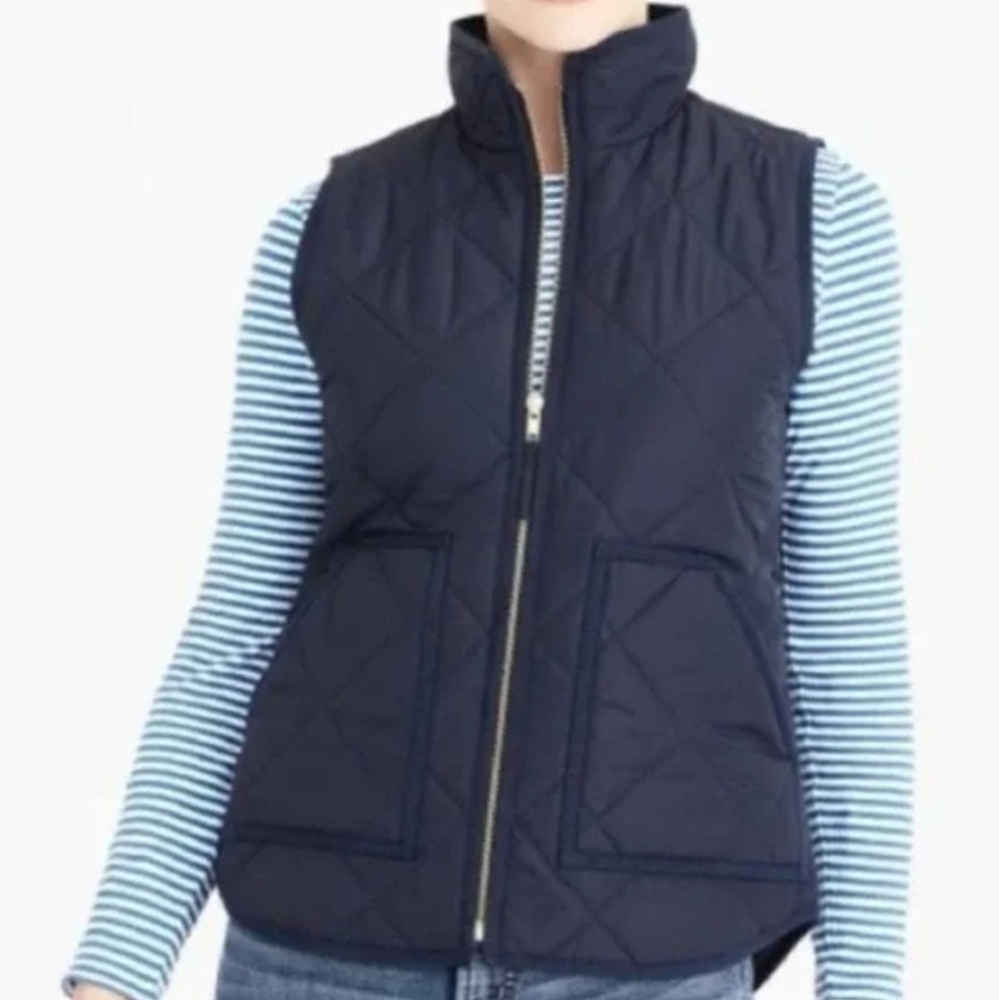 J Crew Factory Quilted Down Vest Size Small Color Navy